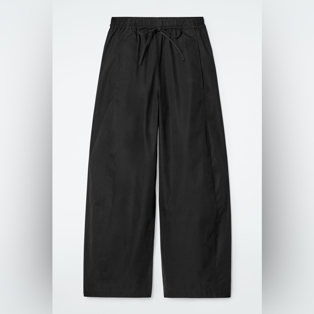 COS Black Elasticated Barrel-Leg Pants